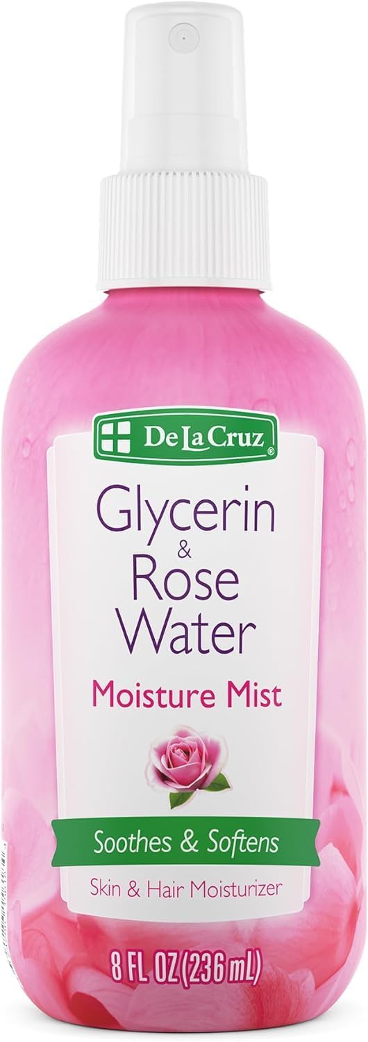 Rose Water and Glycerin Spray for Face - Rosewater Facial Toner and Moisturizer Mist for Skin and Hair 8 fl oz (236 mL)