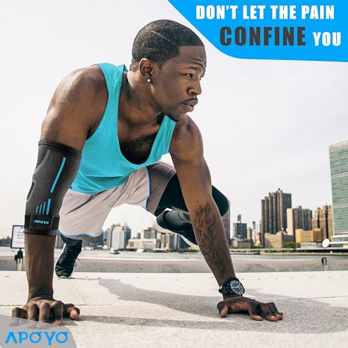 Image of APOYO Tennis Elbow Brace for Women & Men, Workout and Everyday Use (XXL) | Elbow Compression Sleeve for Arthritis, Tendonitis, Tennis Elbow & Golfers Elbow, Reduce Joint Pain During Fitness Activity