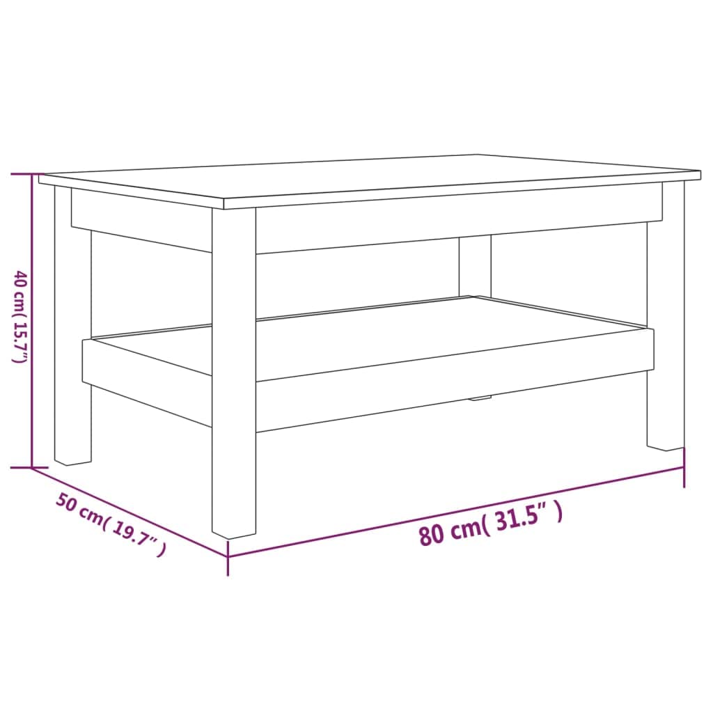 Stolik kawowy biały, 80 x 50 x 40 cm, lite drewno sosnowe, z półką, stabilny, idealny do salonu, mały stolik pomocniczy na przekąski i książki