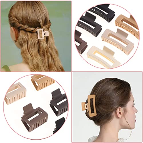 Image of ANNA CREATIONS 12 Pcs Korean Fashion Matte Hair Claw Clips Strong Hold Hair Clutcher for Thick & Thin Hair Accessories for Women & Girls