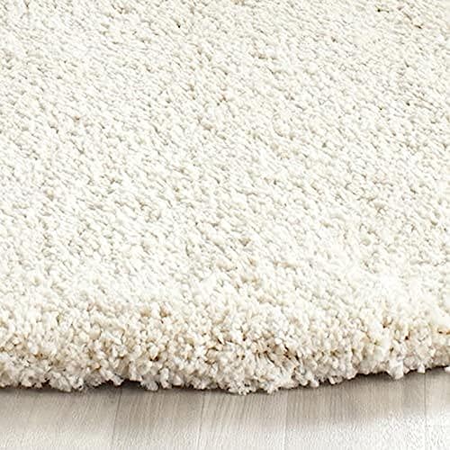 Image of Shaggy Carpets and Rugs for Hall and Drawing Room 8x8 Round Cream Color