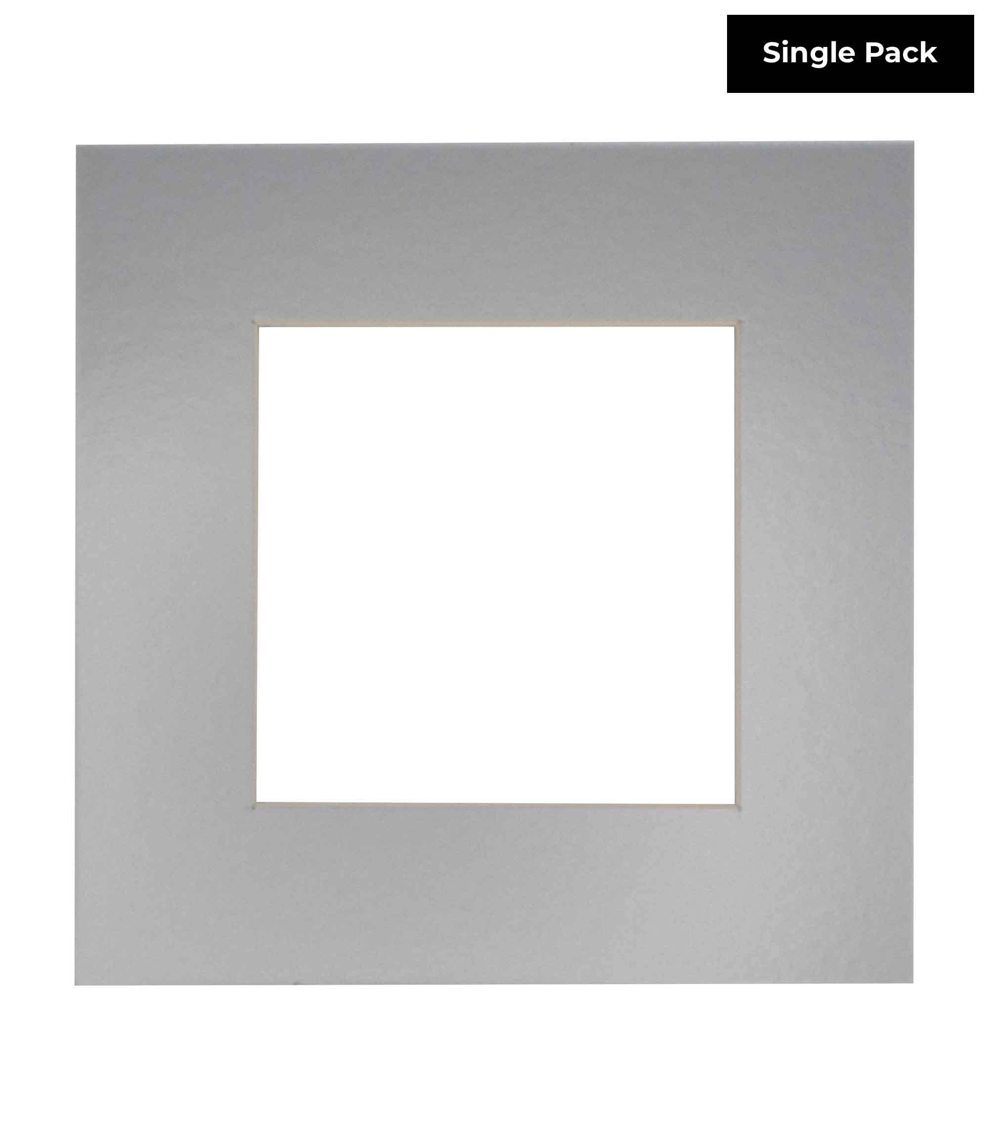 CountryArtHouse Metallic Silver Acid Free 13x13 Square Picture Frame Mat with White Core Bevel Cut for 9x9 Pictures - Fits 13x13 Frame - Pack of 1 Matboard Show Kit with Acid Free Backing & Clear Bag