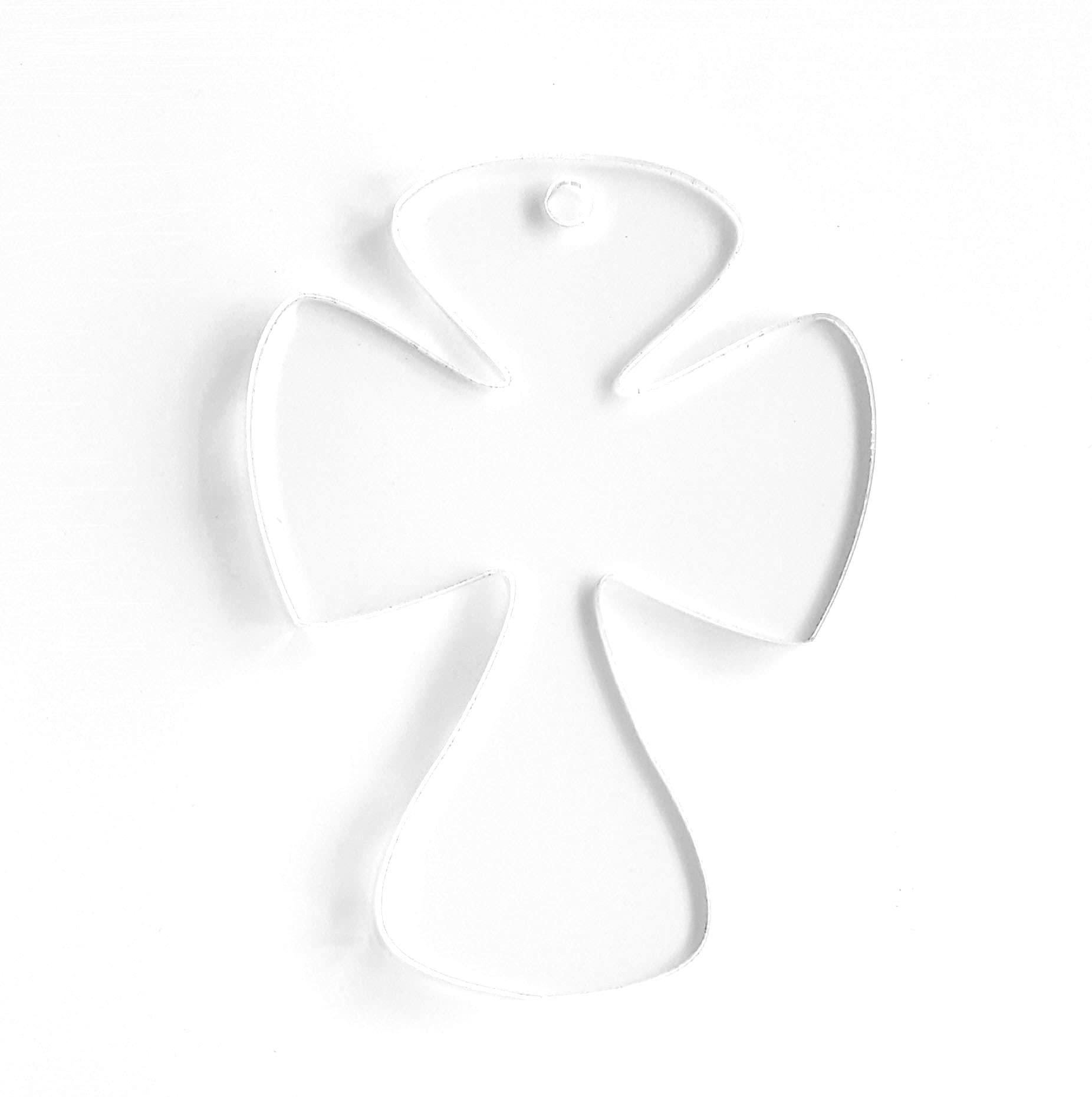 Soto Laser Cutting25 Acrylic Keychains Blank Cross Clear 1/8" Thick (Optional Key Ring) (3")