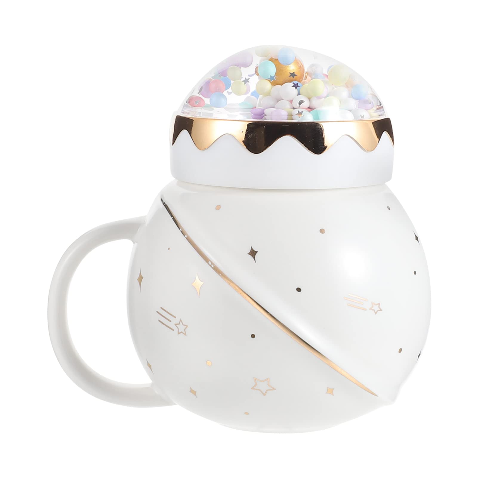MLIMAR Tea Coffee Mug Astronaut Mug with Planet Lid Ceramic Outdoor Space Coffee Mug Drinking Cups for Home Office Decor White (Color : White)