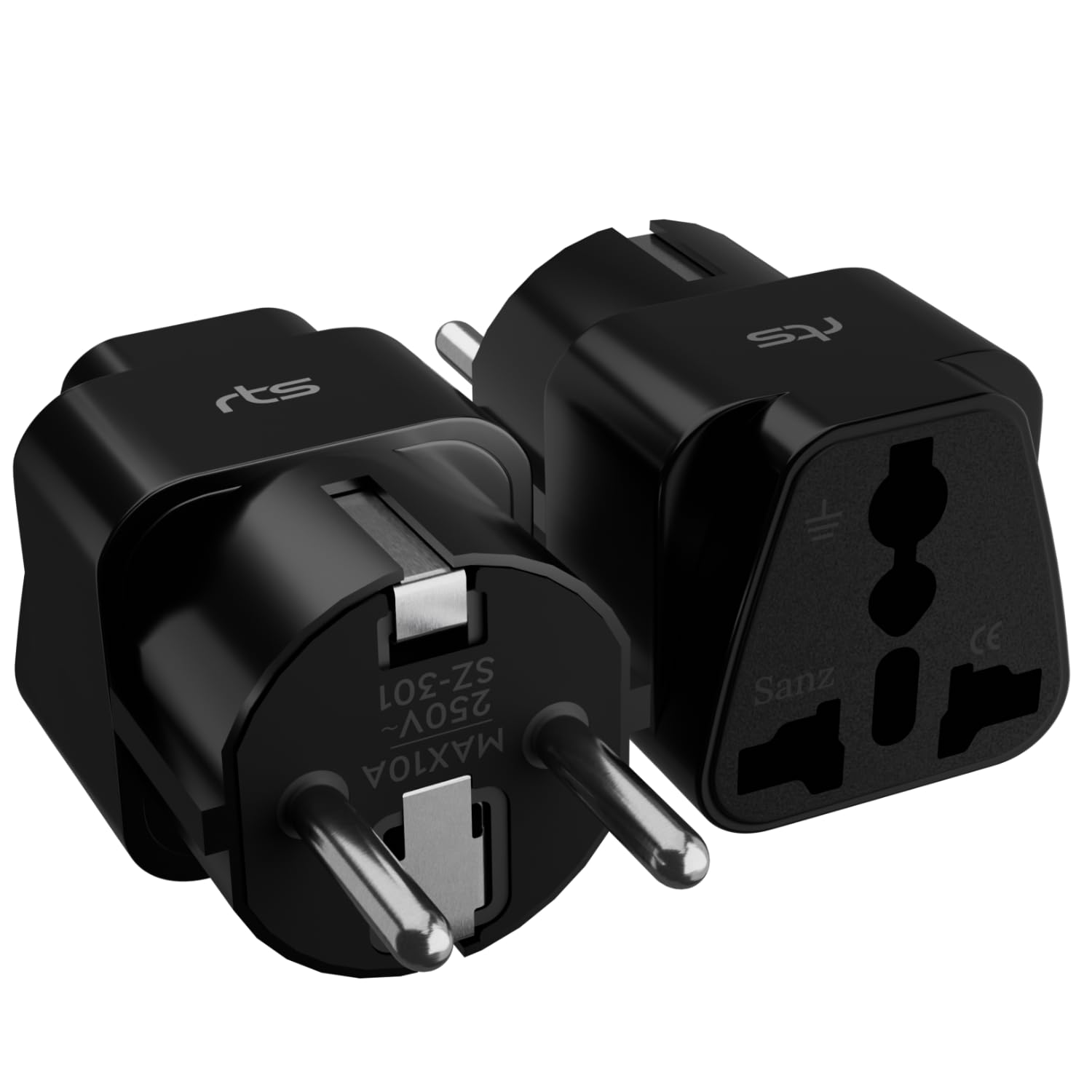 rts India to Europe Adapter for European Outlets European Plug Adapter - Type E F Plug Adapter - Works in France, Spain, Germany, Netherlands, Greece, Belgium, Poland, Russia