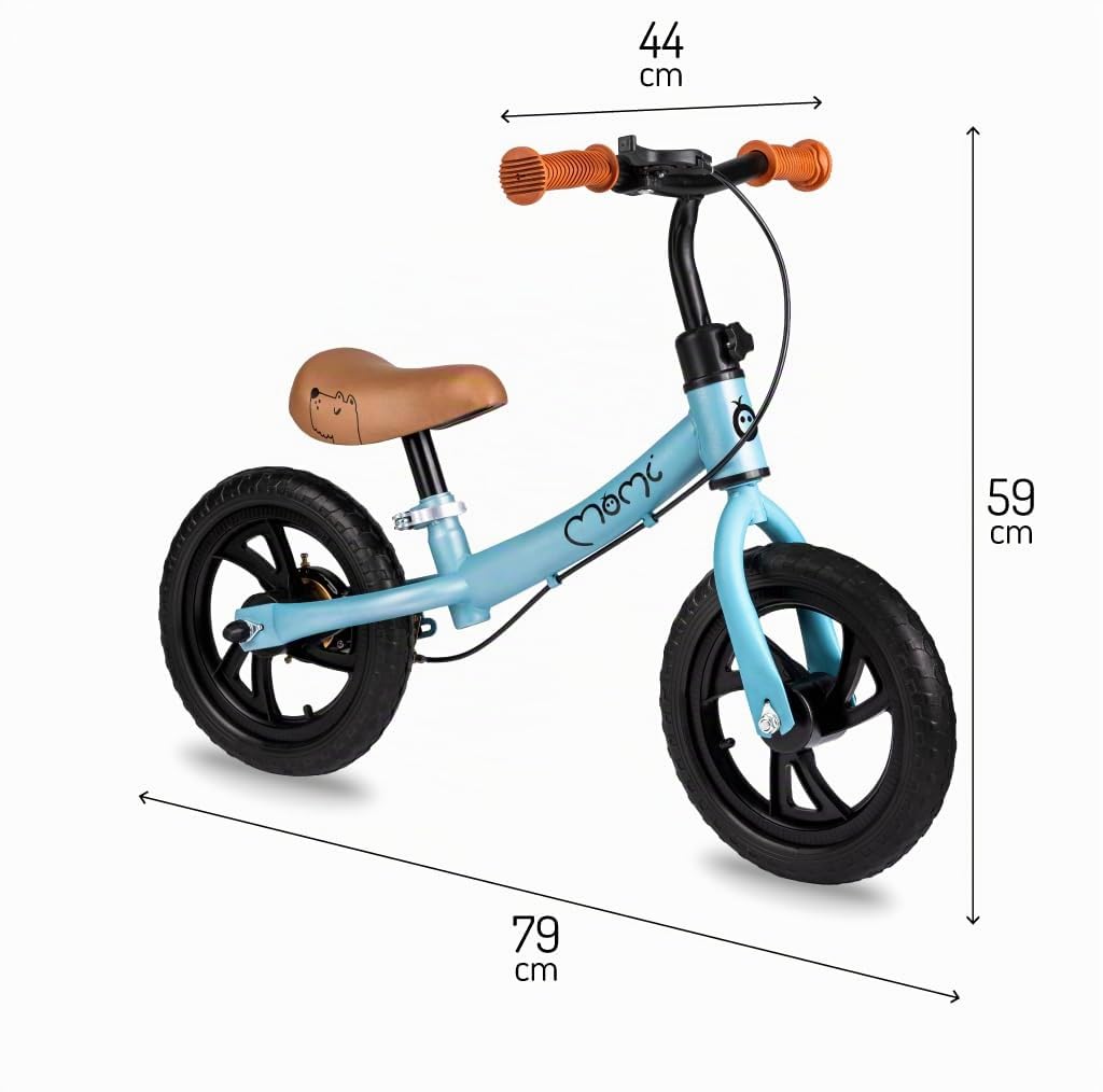 MoMi BREKI Bicicletta senza pedali per bambine e per bambini e bambini a partire da 3 anni (peso corporeo massimo 25 kg), telaio in metallo stabile e leggero con un peso di 3 kg