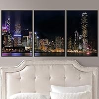 3 Piece Framed Canvas Wall Art City Illuminations Canvas Prints Home Artwork Decoration for Living Room,Bedroom - 16