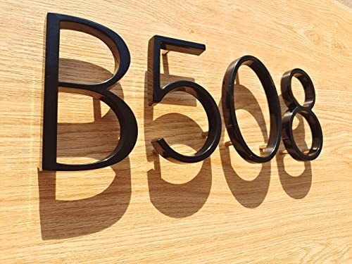 House Letters and Numbers for Outside, 5 Inch Modern House Numbers, Black Metal Floating Door Farmhouse Mailbox Address Numbers and Letters, High Gloss Black Letters B