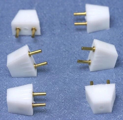 Yorkshire Miniatures Dolls House 12V Lighting Male 2-Pin Plugs, Pack of 6, 1:12 Scale
