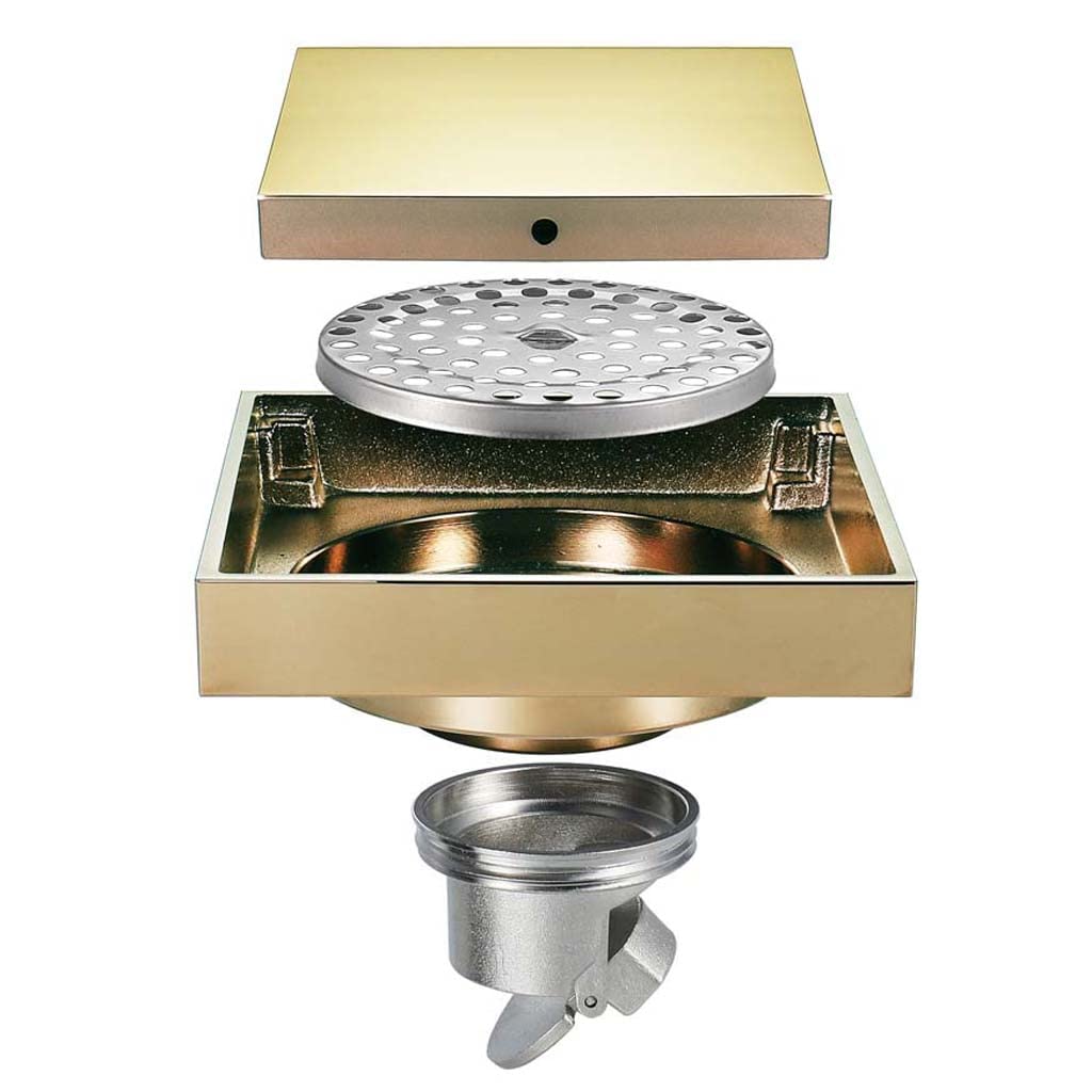 Bonde de douche anti-odeur 150mm or champagne pour sous-sol sain