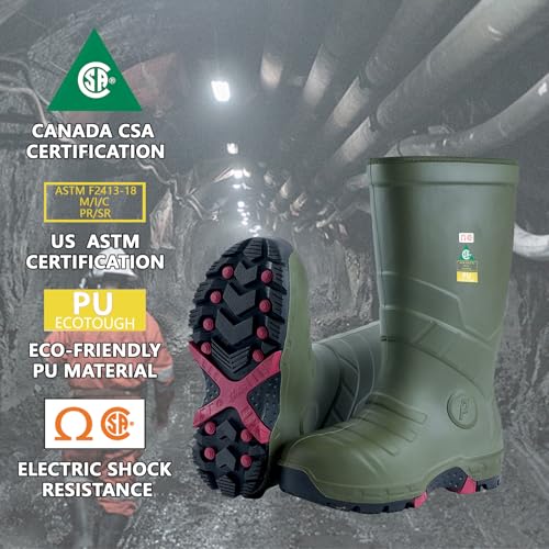 Image of Mens Heavy Duty PU Rubber Work Boots With Composite Toe Insulated Mining Boots ASTM F2413-18 Acid & Oil Resistant