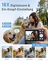 Digitalkamera 4K 48MP Fotokamera Autofokus Fotoapparat Fotokamera mit 2,8" Bildschirm, 16X Digitalzoom, 64GB SD Karte Tragbar Kompaktkamera für Kinder Teenager Anfänger – Ansicht 3