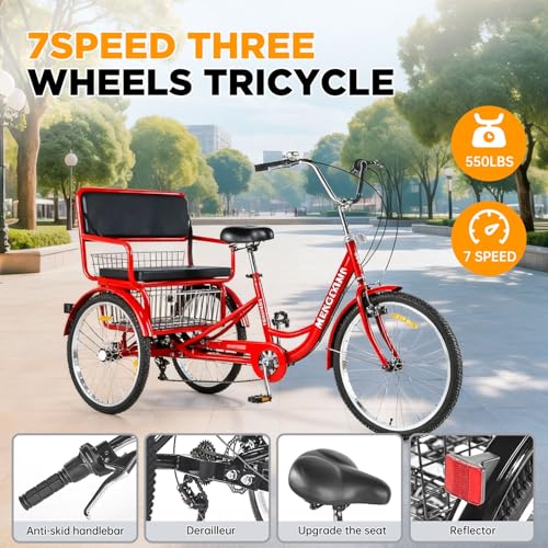 MENGFANMIN Adult Tricycle 7-Speed