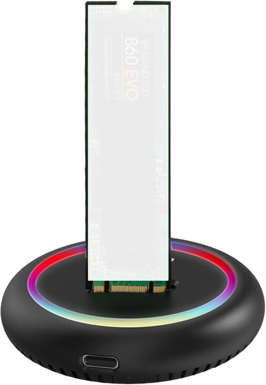 Tobo M.2 NVMe & SATA to USB C Docking Station, M.2 SSD to USB A C Reader Adapter for Both M Key & B+M Key NVMe PCIE and SATA NGFF SSD Dock, Size for 22110 2280 2260 2242 2230 RGB Light Enclosure-image-11