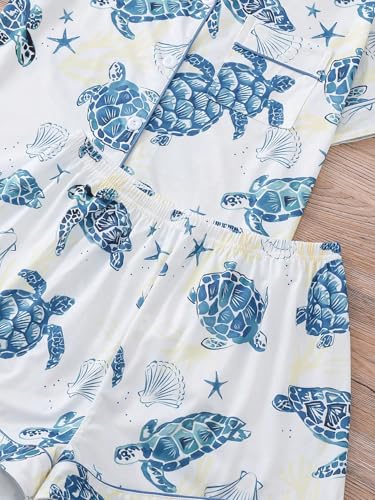 Image of Verdusa Pajamas For Women Set 2 Piece Cute Pjs Sleepwear Lounge Sets | Pj Sets For Woman, Button Down Shirts With Pajama Shorts, Cute Print, Comfy Sets