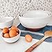 Mora Ceramic Large Mixing Bowls - Set of 2 Nesting Bowls for Cooking, Serving, Popcorn, Salad etc - Microwavable Kitchen Stoneware, Oven, Microwave and Dishwasher Safe - Extra Big 2.5 & 1.6 Qt - White