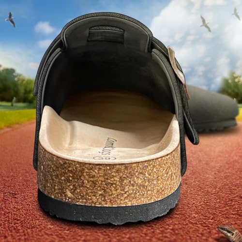 Image of BULLIANT Women Clogs-Fleece-Lined Suede Mules Slippers Nurse Shoes Unisex-Memory Foam Arch Support Cork-Footbed