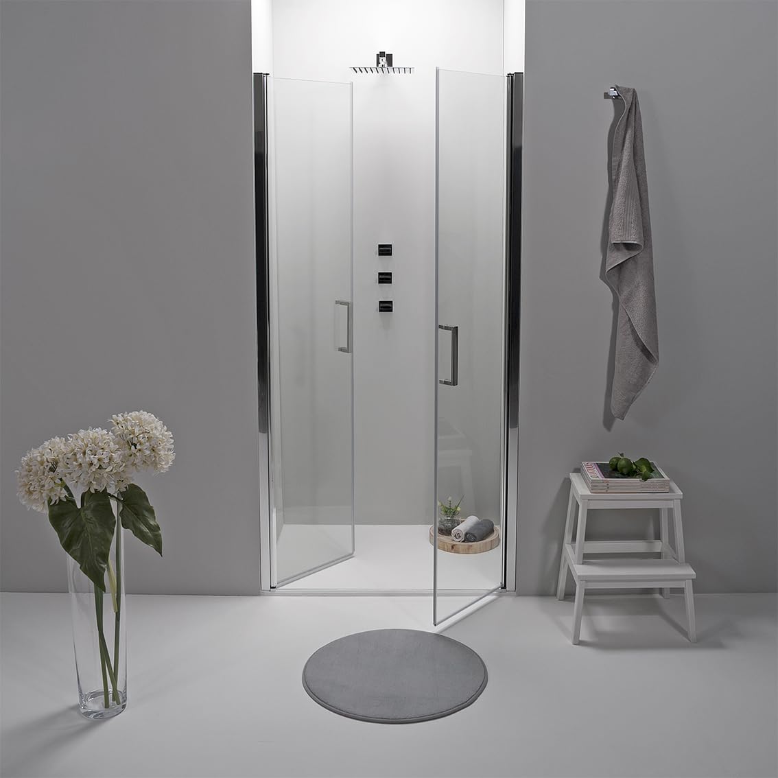 Porta Doccia Saloon 90 x 195 cm - Vetro Temperato 6 mm Trasparente, Profilo Cromato, Apertura Interna/Esterna, Chiusura Magnetica e Sistema Antigoccia - Facile da Pulire