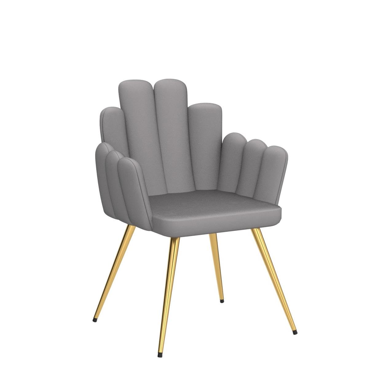 Wahson Set di 4 Sedie da Pranzo in Velluto Sedie da Cucina Moderne con Gambe in Metallo Dorato, Sedie da Salotto Imbottite per Sala da Pranzo/Ristorante, Grigio
