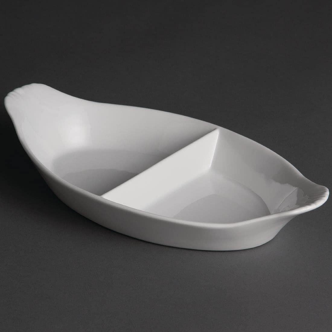 Olympia - Juego de 6 platos ovalados divididos (290 x 160 mm, porcelana)