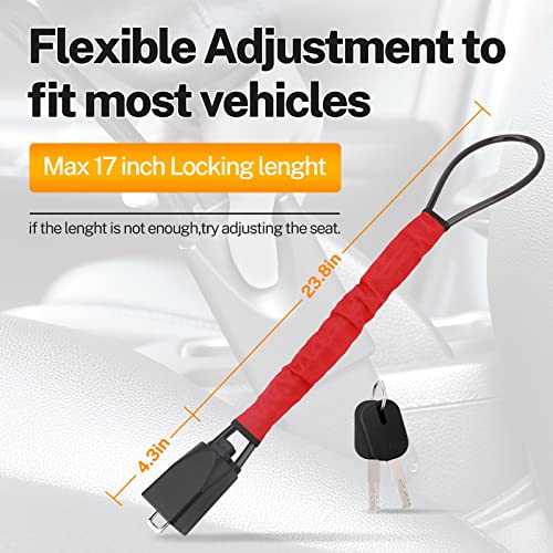 Kansmart 80006405 Steering Wheel Lock Seat Belt Lock Anti-Theft Device Steering Wheel Locks For Cars Suv Golf Cart Vehicle Security Antitheft Locking Devices- Red thumb #8