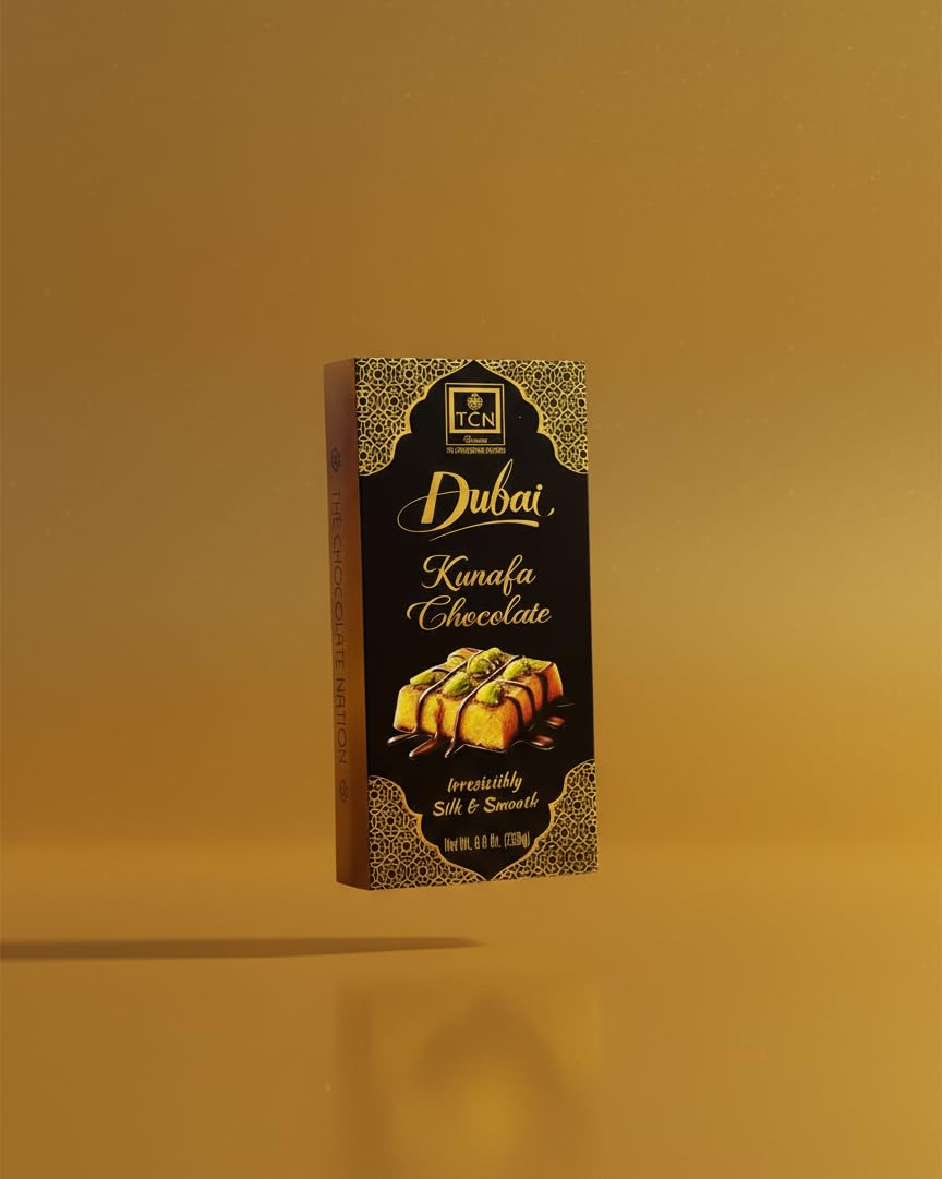The Chocolate Nation Dubai Kunafa 250 GM Pistachios Chocolate | Kunafa Chocolate Bar Bites enriched with Pistachio | stuffed with pistachios | Dubai Kunafa Chocolate Bar/Milk Chocolate