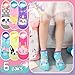 ANTSANG Kids Girls Toddler Unicorn Socks Ankle Low Cut No Show Cute Silly Novelty Fashion Cartoon Gifts Stocking Stuffers Socks 6 Pairs Easter Basket Stuffers (Easter Animal,9-14 Y)