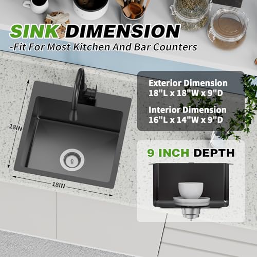 Évier de cuisine et de bar noir idéal pour équiper un studio moderne ou un îlot central