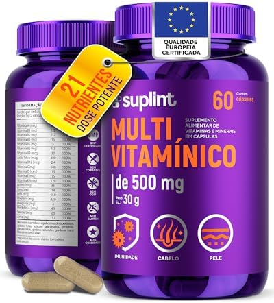 Multivitamínico 500 MG com Vitaminas A, C, D3, E, K1, Complexo B,...