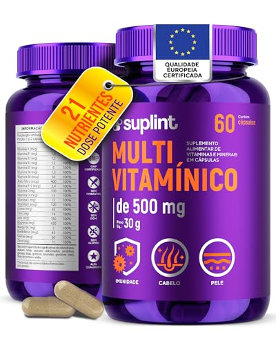 Multivitamínico 500 MG com Vitaminas A, C, D3, E, K1, Complexo B,...