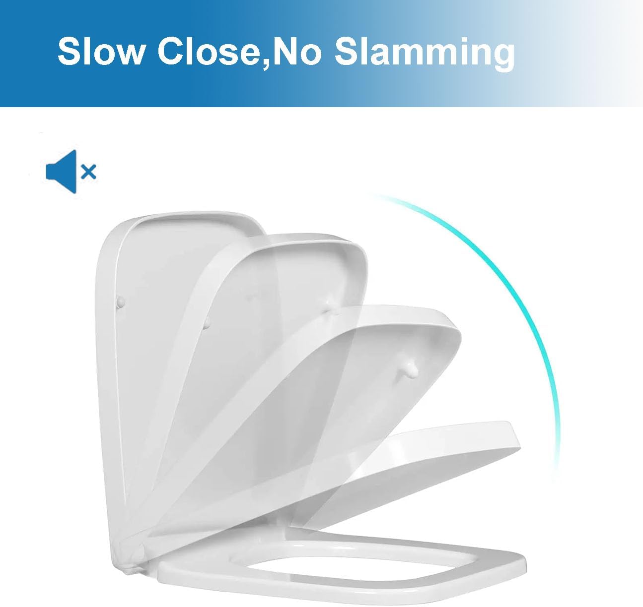 White Square Toilet Seat, Soft Close Toilet Seat, Top Fix Adjustable Hinges Easy Installation, Quick-Release Toilet Seat for Easy Clean, WC Toilet Bathroom Plastic Loo Seat,04B(05B)