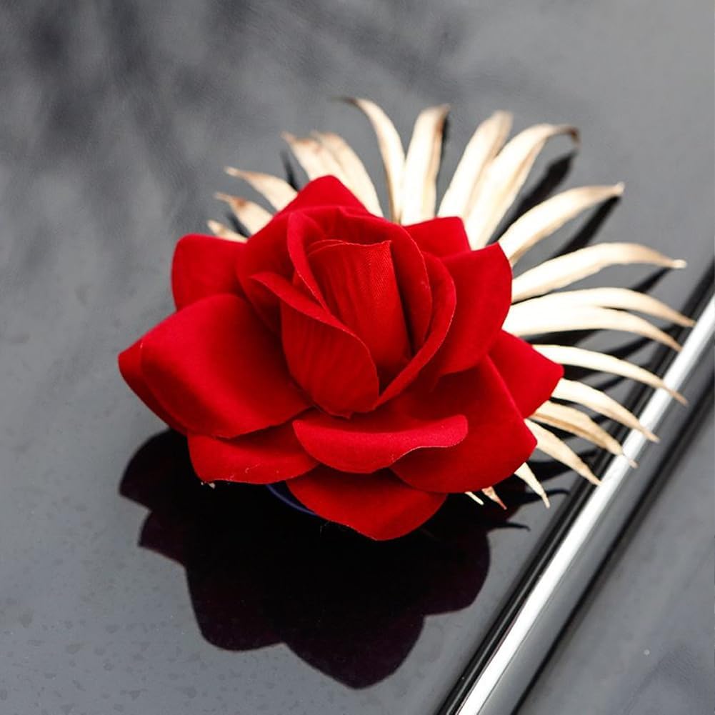 13Pcs Car Decorations Set with Suction Cups - Wedding Party Flower Kit - Artificial Rose Flowers for Car Decor