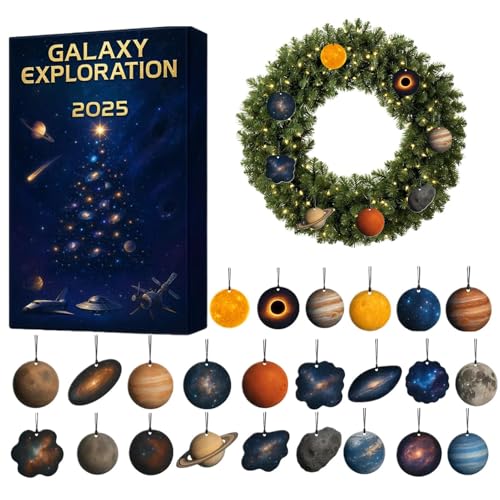 Lrtyui クリスマスアドベントカレンダー | アクリル製 2D 宇宙 惑星 ペンダント | 二十四日間カウントダウンカレンダー二次元ペンダント付き | 子供・娘・孫娘・家族・友人・ティーンズ・学生・スクールバッグ・筆箱・バックパック向け