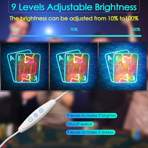 Image of Porker Neon sign Play Cards Led Neon Lights Neon Signs for Bedroom Led Sign USB Powered Neon Signs for Wall Decor Dimmable for Christmas Casino Thanksgiving Birthday Party Girls Gifts