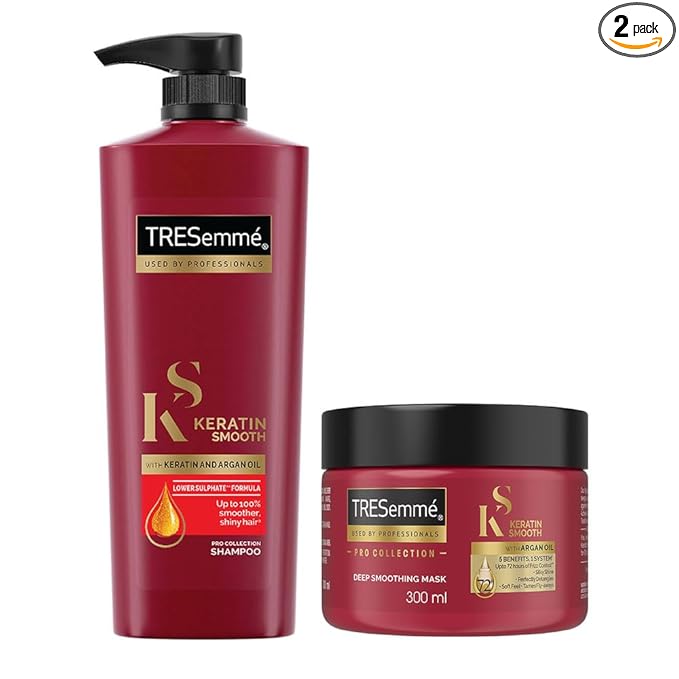 TRESemme Keratin Smooth Deep Conditioning Kit for Long Lasting Frizz control – Keratin Smooth 580ml Shampoo and Keratin Smooth 300ml Mask at Rs. 462