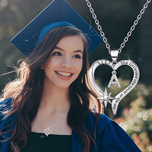Graduation Gifts Initial Necklaces for Teen Girls, Heart Initial Necklaces for Women Letter Pendant Necklace with North Star Class of 2024 Gifts Graduation Necklace Inspirational Gifts4