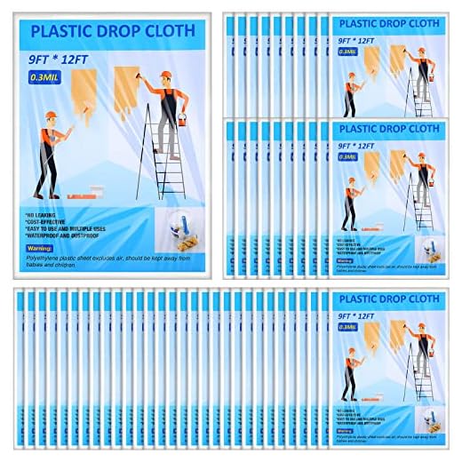 50-Pack Plastic Drop Cloths for Painting