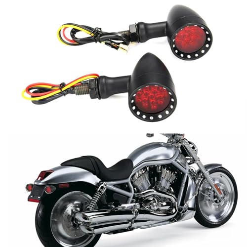 MISS MOLY Bobber Cafe Motorcycle LED Black Bullet Red Brake Blinker Turn Signal Tail Light