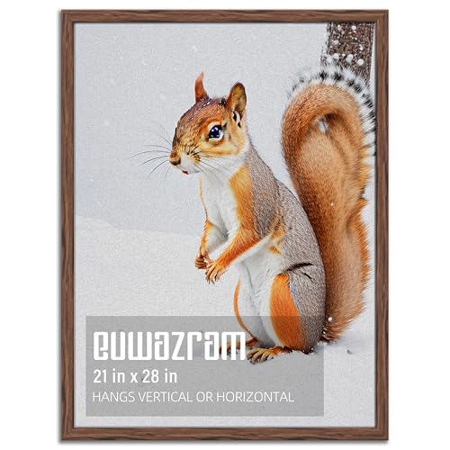 euwazram Rustic Walnut 21x28 Frame - Single Frame, 21 x 28 Poster Frame for Artwork, Puzzles, Photos and Movie Posters Picture Frames