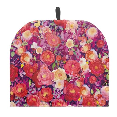 UOQFHHM Tea Cozy for Teapot Tea Cosies Red Rose Print, Kitchen Tea Kettle Dust Cover Cloth Cover Thermal Insulation for Breakfast Pot Coffee Pot Protector Tabletop Decorations