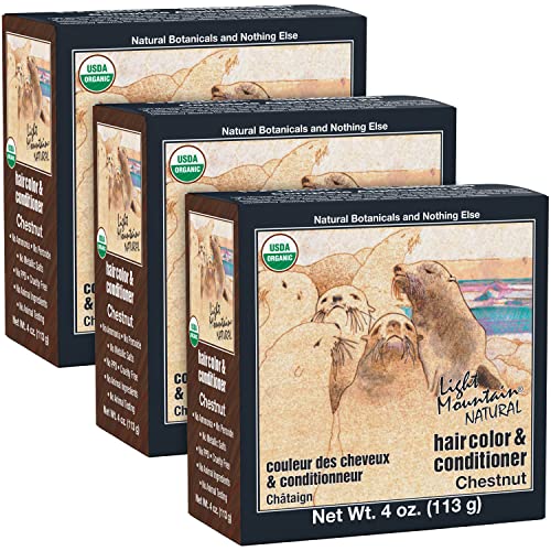 Light Mountain Natural Hair Color & Conditioner Chestnut 4 oz (113 g) (Pack of 3)