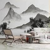 Tzxztt Dibujado A Mano Tinta China Atmósfera Plantas Árboles Moderno Papel Pintado 3D Seda Texturizada Primera Calidad Neutros Material Ideal Para SalóN Dormitorio-400cm×280cm