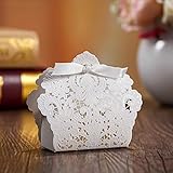 Zorpia 50 X Laser Cut Favor Candy Box with White Wedding Favor Boxes Wedding Favors Gifts Party Wedd