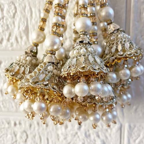 Image of Adikala Craft Store Handmade Ethnic Latkan Tassel Set of 2 for Saree Pallu, Blouse, Suits, Dupatta, Lehenga Decor (Silver Mirror Cone)