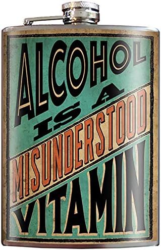 Trixie & Milo - Regalo de Navidad para hombres y mujeres El alcohol es una vitamina incomprendida de 8 onzas de acero inoxidable Viene en una caja