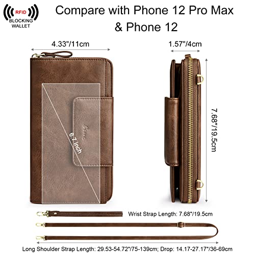 Image of S-ZONE Women Travel Wallets RFID Blocking Leather Wristlet Clutch Crossbody Purse Passport Document Credit Card Holder
