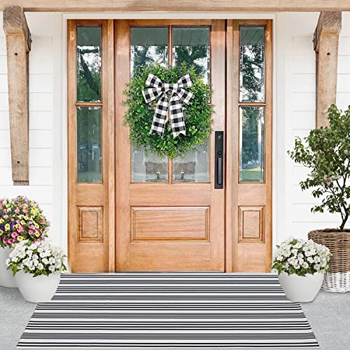 Tapete decorativo algodón negro y blanco 27.5 x 43 pulg miniatura 3
