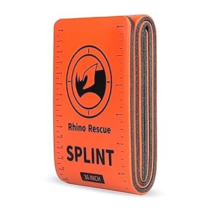 RHINO RESCUE First Aid Splint 36″ X 4.3″ Orange-Gray, Keep Bones in Position (1, Folded)