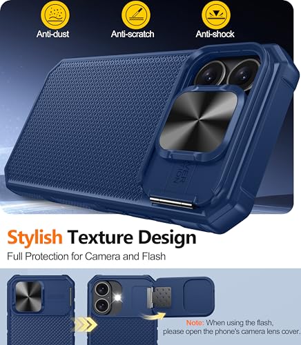 Image of Magnetic for iPhone 17 Case [Slide Camera Cover] [Compatible with Magsafe] [Kickstand] [Military Grade Protection] Shockproof Rugged Case for iPhone 17,Blue