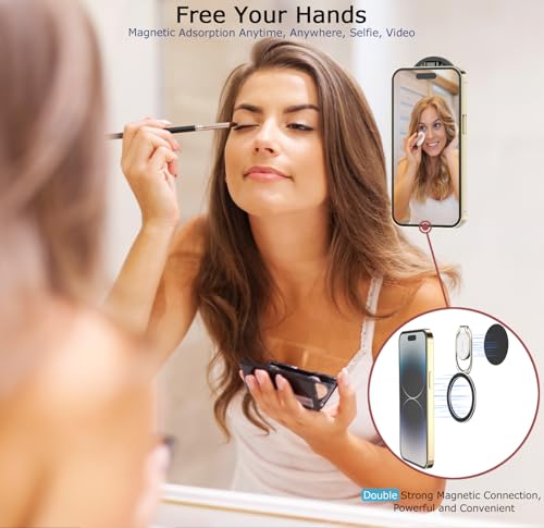 Image of Doflyesky Magnetic Phone Grip for MagSafe Ring Holder, Metal Double Adjustable Gym Finger Ring Grip Kickstand, Removable Phone Grip for iPhone, iPad and Smartphones (Natural Titanium)